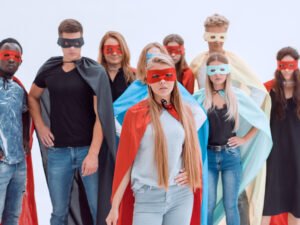 Close,Up.,Girl,Leader,Standing,In,Front,Of,Her,Super