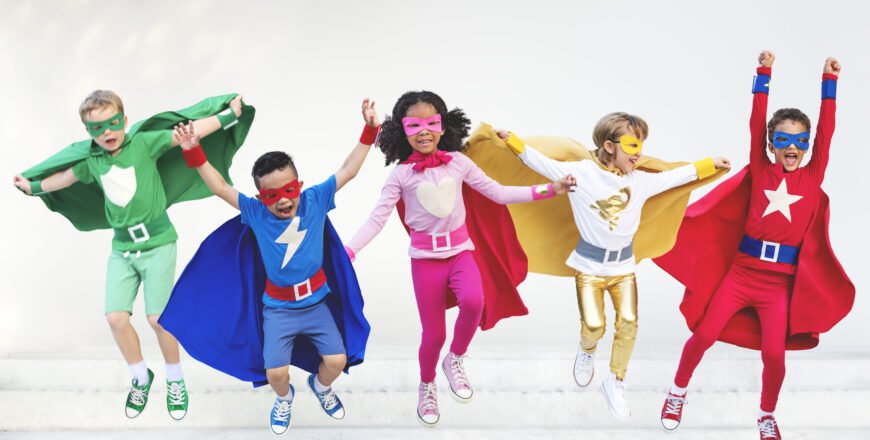 Superheroes,Kids,Friends,Playing,Togetherness,Fun,Concept